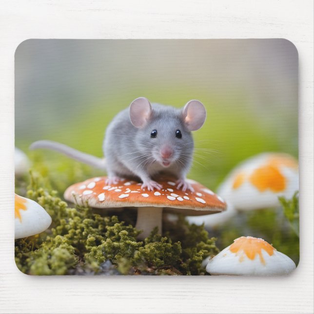 Gray Mouse On Toadstool Pad (Front)