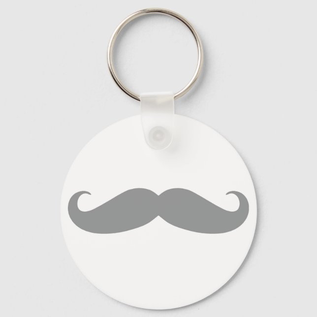 Gray Mustache Pattern Keychain (Front)