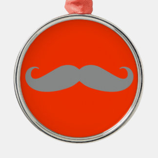 Gray Mustache Pattern Metal Ornament