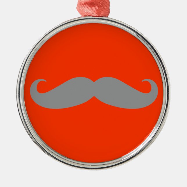 Gray Mustache Pattern Metal Ornament (Front)