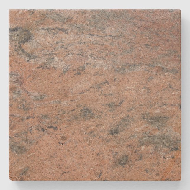 Gray n Pink Marbled Spotted Square Stone Coaster (Front)