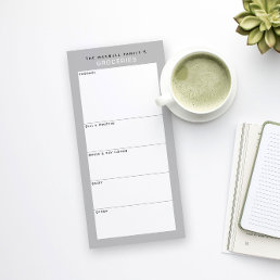 Gray n White Minimal Simple Grocery Shopping List Magnetic Notepad