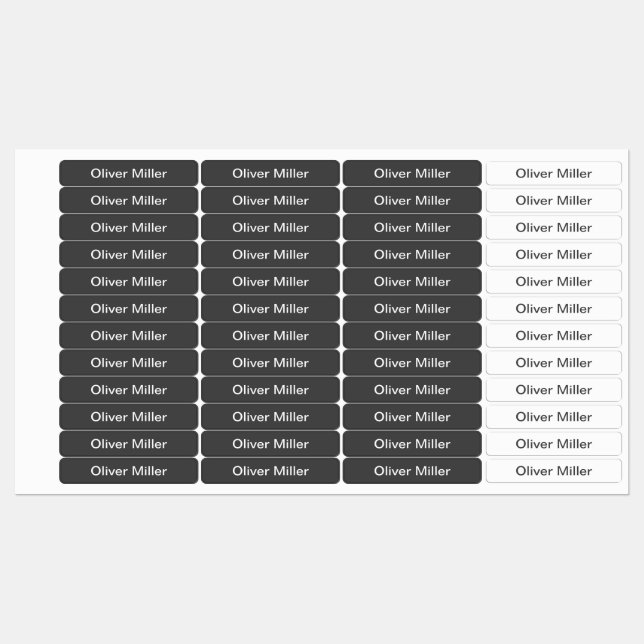 Gray name labels for school camp daycare (Sheet)
