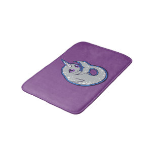 Gray Narwhal Whale With Spots Ink Drawing Design Bathroom Mat