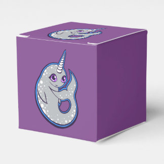 Gray Narwhal Whale With Spots Ink Drawing Design Favor Boxes