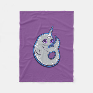 Gray Narwhal Whale With Spots Ink Drawing Design Fleece Blanket