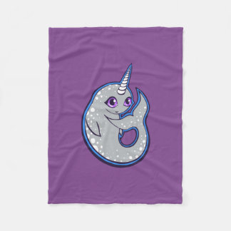 Gray Narwhal Whale With Spots Ink Drawing Design Fleece Blanket