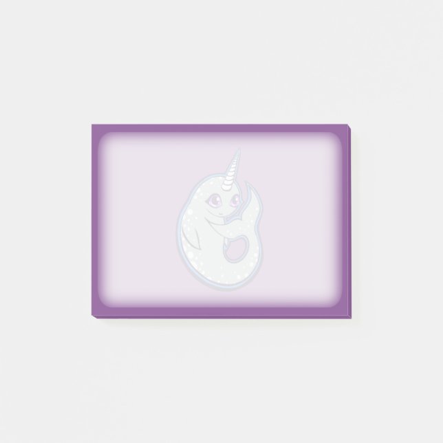 Gray Narwhal Whale With Spots Ink Drawing Design Post-it Notes (Front)