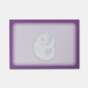 Gray Narwhal Whale With Spots Ink Drawing Design Post-it Notes by AliciaMarieArt at Zazzle