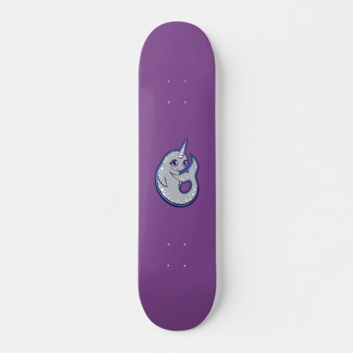 Gray Narwhal Whale With Spots Ink Drawing Design Skateboard