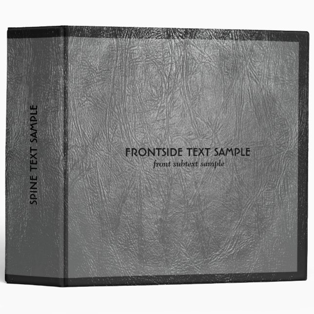Gray Natural Faux Leather Look 3 Ring Binder (Front/Spine)