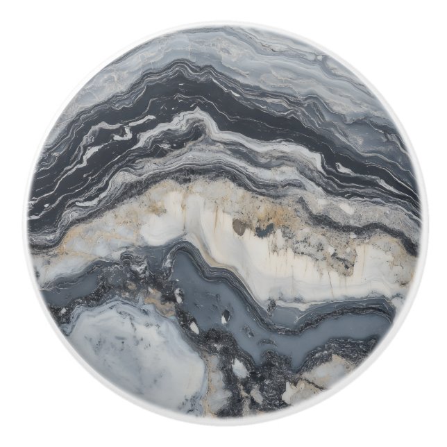 Gray Nature Marble Pattern Ceramic Knob (Front)