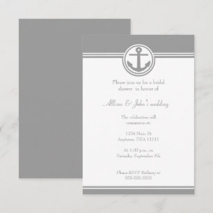 Gray Nautical Anchor Bridal Shower Invitation