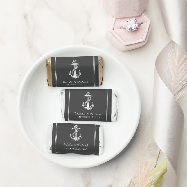 Gray Nautical Anchor Hershey's Miniatures (Wedding)
