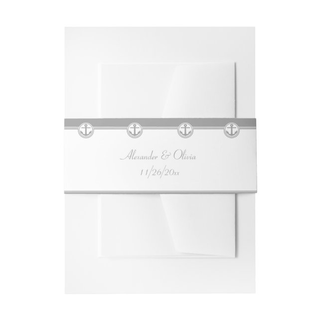 Gray Nautical Anchor Invitation Belly Band (Front Example)