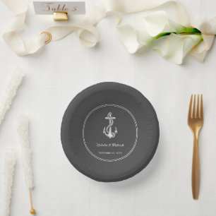 Gray Nautical Anchor Wedding Paper Bowls