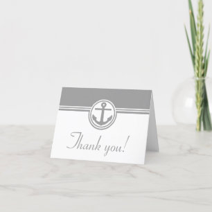 Gray Nautical Anchor Wedding Thank You Cards