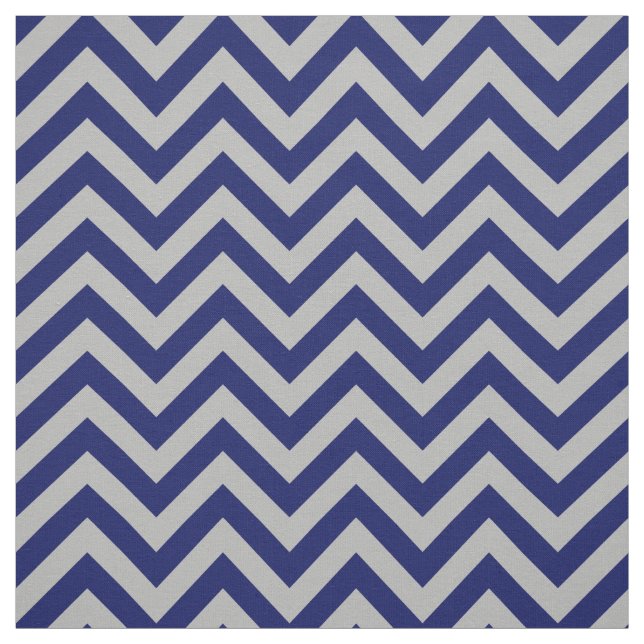 Gray Navy Blue LG Chevron ZigZag Pattern 12I Fabric (Swatch)