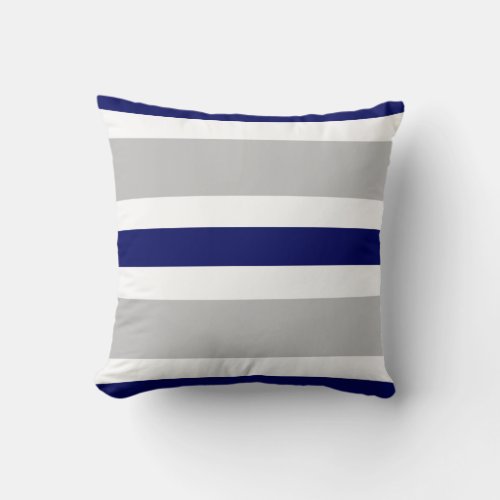 Gray Navy Blue  White Stripe Couch Pillow Gift