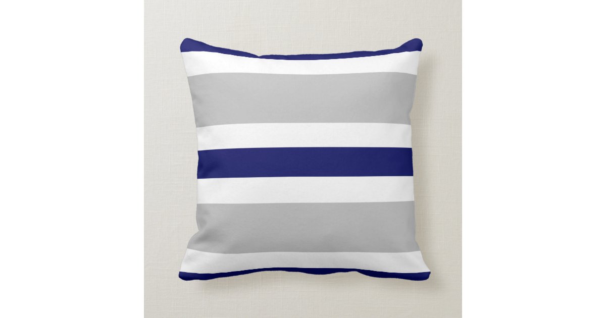 Gray Navy Blue White Stripe Couch Pillow Gift Zazzle Com Navy pillows lighthouse decor embroidered pillow, blue linen couch pillow, nautical coastal beach pillow decor. zazzle