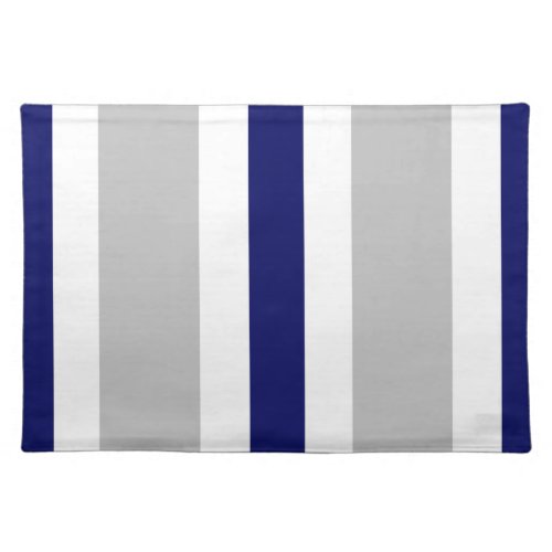 Gray Navy Blue  White Stripe Placemat Gift