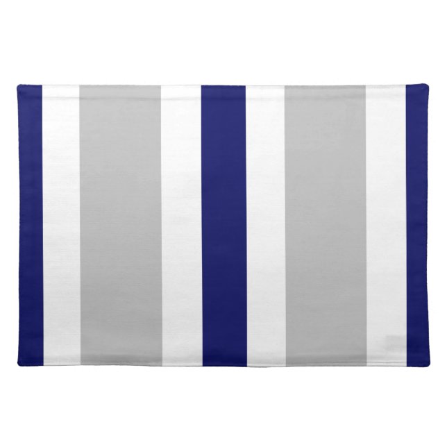 Gray Navy Blue & White Stripe Placemat Gift (Front)