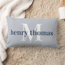 Gray & Navy | Name and Monogram Nursery Lumbar Pillow