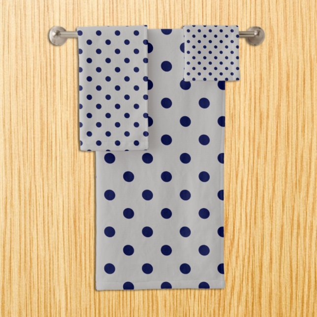 Gray Navy Polka Dot Bath Towel Set (Creator Uploaded)
