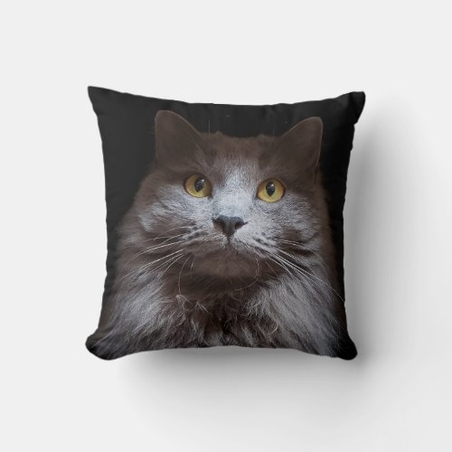 Gray Nebelung Long Hair Russian Blue Cat Pillow