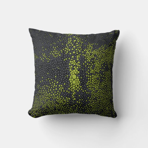 Gray  Neon Green Shagreen Throw Pillow