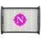 Gray + Neon Purple Monogram Herringbone Tray