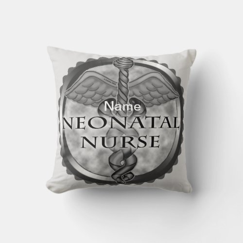 Gray Neonatal Nurse custom name Throw Pillow