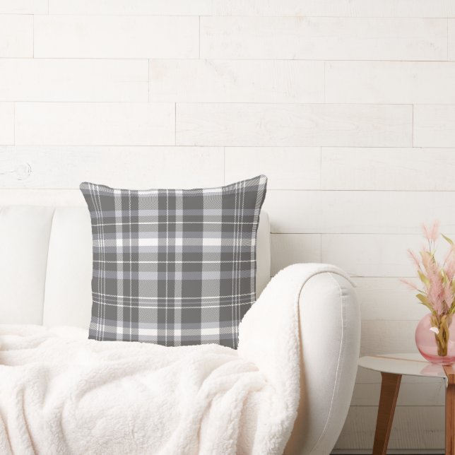 Gray Neutral plaid design Throw Pillow (Couch)