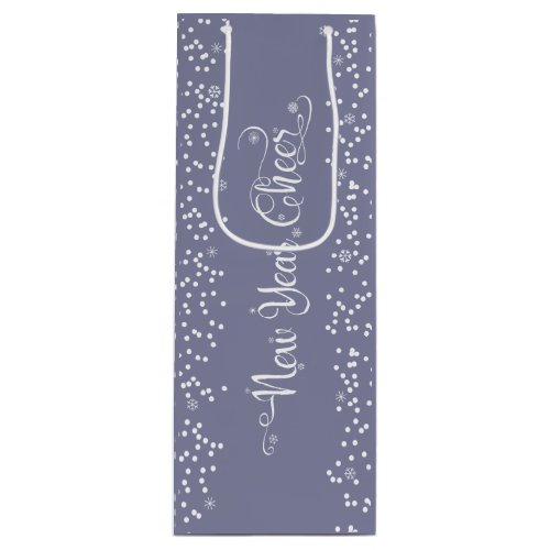 Gray New Year Cheer Elegant Modern White Snowflake Wine Gift Bag