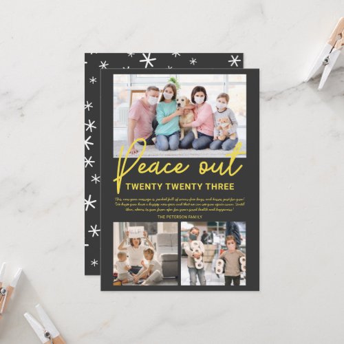 Gray New Year peace out 2020 script 3 photos Card