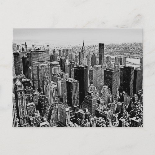 Gray New York City Night Post Card