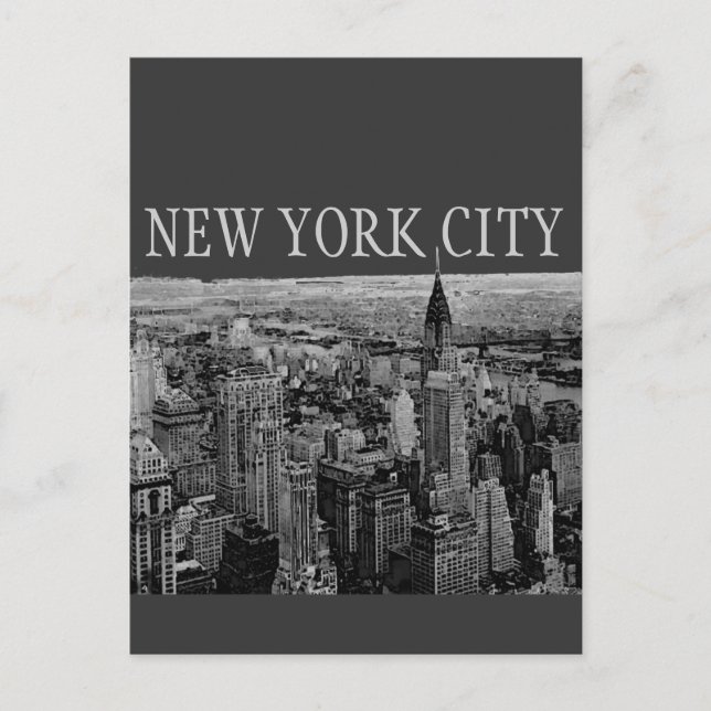 Gray New York City Panorama Postcards (Front)