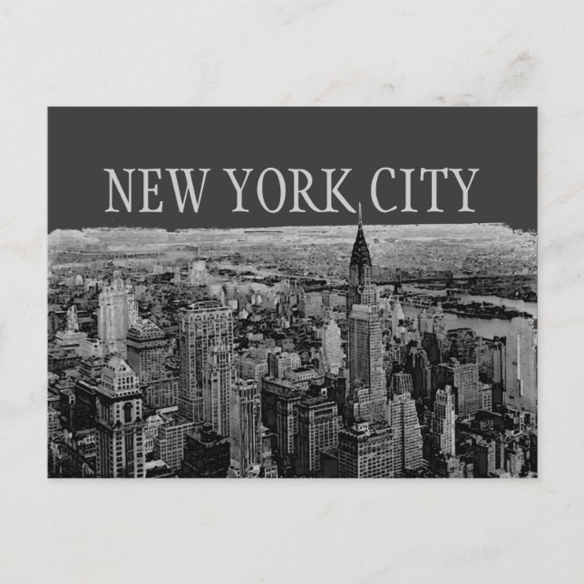 Gray New York City Panorama Postcards (Front)