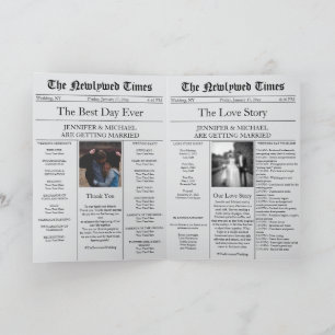 Gray Newspaper Wedding Timeline Program Story