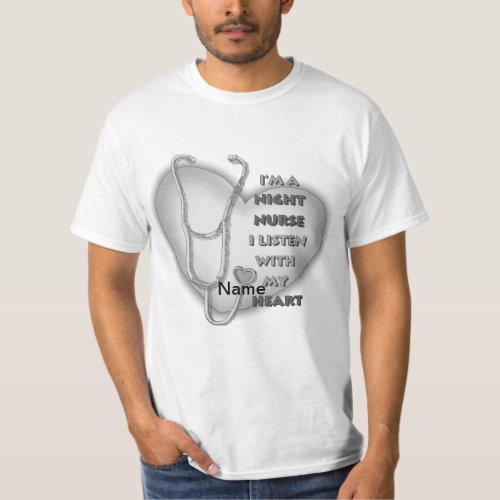 Gray Night Nurse Heart custom name t_shirt