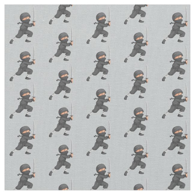 Gray Ninja Design Fabric