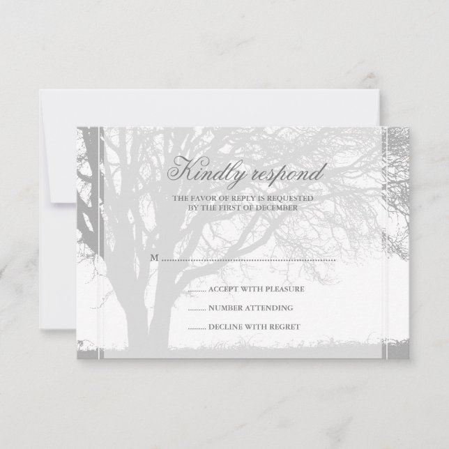 Gray Oak Winter Wedding Response Card (Front)