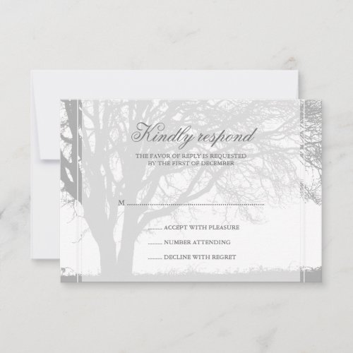 Gray Oak Winter Wedding Response Card