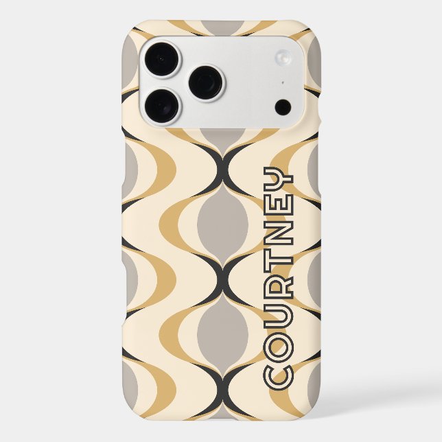Gray Ochre Mustard Yellow Ivory Ogee Wave Pattern Iphone Case (Back)