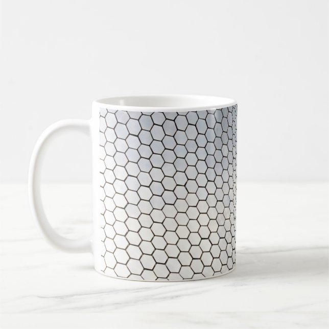 Gray octagonal art coffee mug (Left)