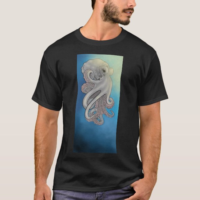 Gray Octopus Underwater T-Shirt (Front)