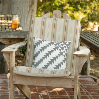 Gray & Off White Arrow Diamond Geometric Pattern Throw Pillow