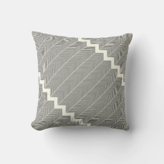 Gray & Off White Arrow Herringbone Pattern Throw Pillow