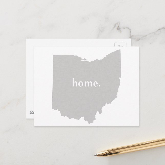 Gray Ohio Shaped Home Grey Buckeye State Ohioan Postcard (Front/Back In Situ)