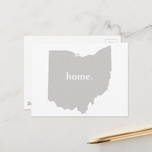 Gray Ohio Shaped Home Grey Buckeye State Ohioan Postcard